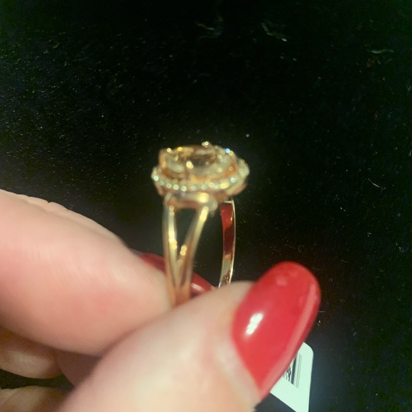 JTV NWT Morganite with White Zircon 18k Rose Gold Over Steeling Ring - Picture 3 of 6